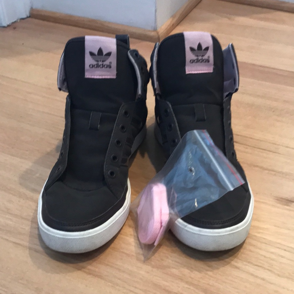 Adidas brown and pink hi tops size 7.5